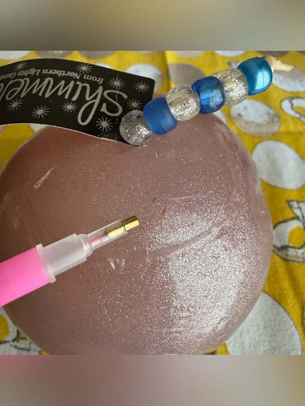 Northern Lights Candles Shimmers light purple glittery round candle